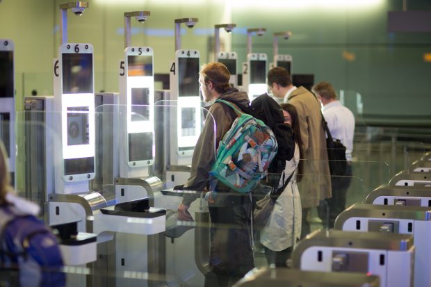 Passengers passing through e-gates